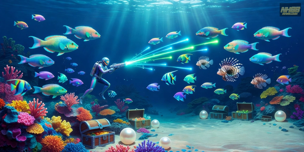 Hình ảnh gameplay bắn cá đại dương nh88 với cá lớn và phần thưởng hấp dẫn