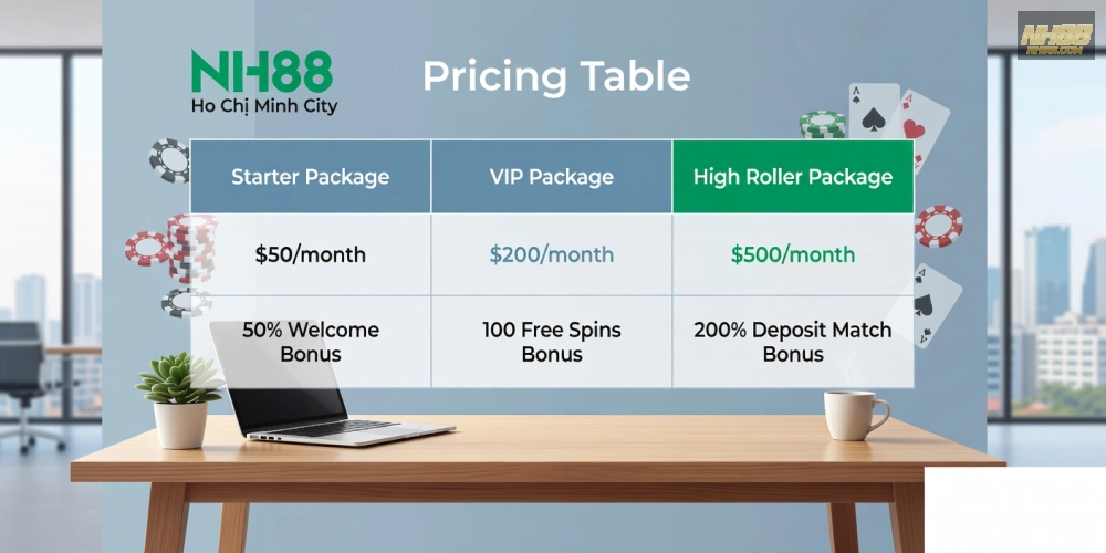 Bảng giá chi tiết các gói dịch vụ casino in ho chi minh nh88 cập nhật 2025 với ưu đãi hấp dẫn