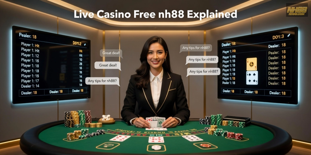 Khái niệm live casino free nh88 được minh họa qua giao diện chơi trực tiếp hấp dẫn
