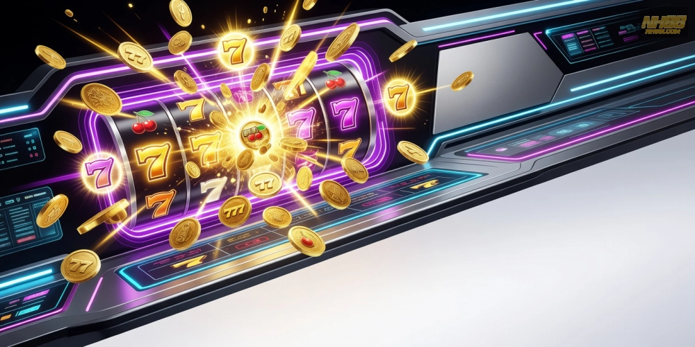 Hình ảnh giao diện mega jackpot trên NH88 với hiệu ứng nổ hũ sống động và phần thưởng hấp dẫn.