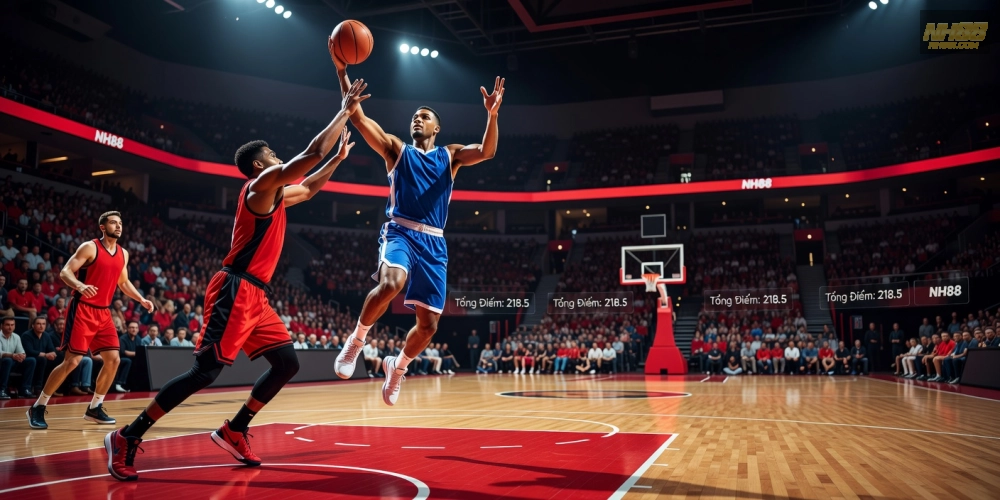 Ví dụ minh họa kèo tài xỉu trong trận đấu bóng rổ NBA trên nền tảng cá cược thể thao nh88
